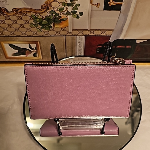 Kate Spade Leila Pebbled Leather Slim Bifold Bright Carnation Wallet - Picture 5 of 10